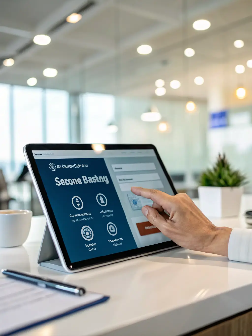 A secure online banking interface displaying various Wamo financial services, emphasizing the platform's security and user-friendliness.