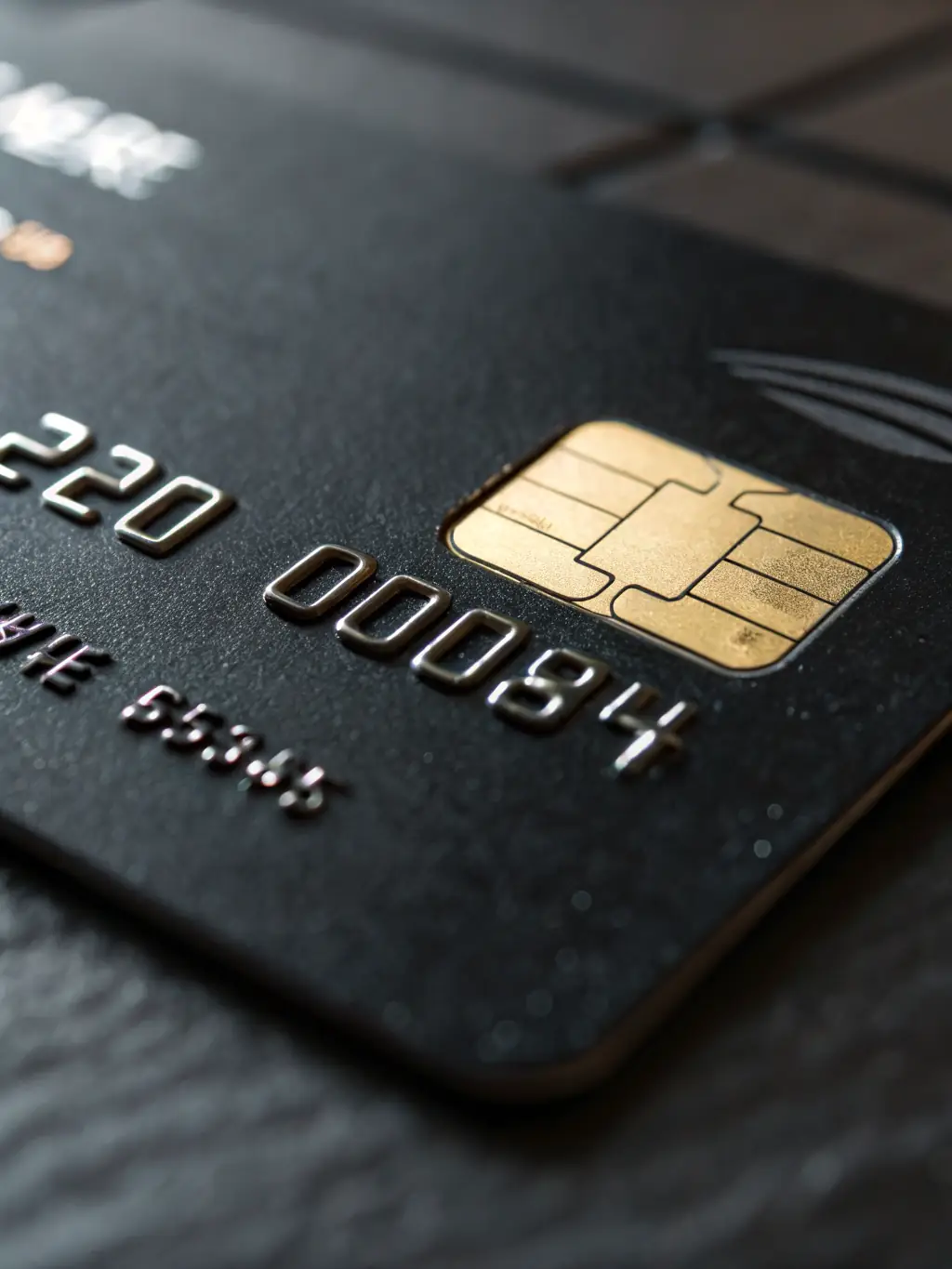 A close-up shot of a Brex card with a focus on the chip and security features, conveying the message of secure transactions.